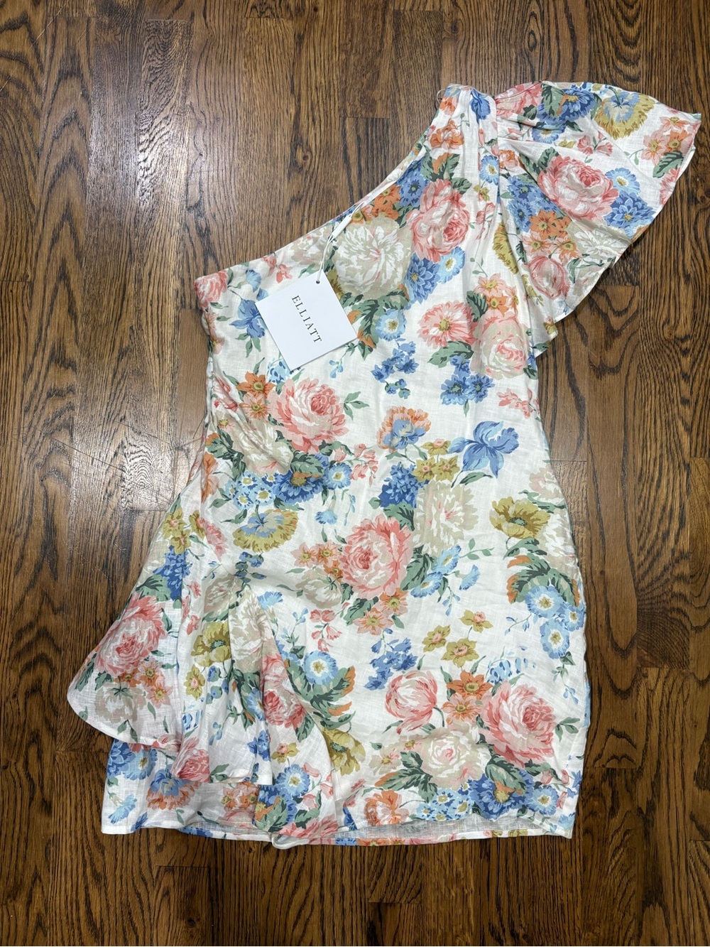 NWT Elliott Floral One-Shoulder Mini Dress